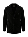 Chaqueta de pana negra para hombre con solapas clásicas y cierre de dos botones - S (Talla US) / Negro