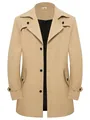 Klassischer khakifarbener Herren-Windbreaker in mittlerer Länge mit schwarzen Knöpfen - Größe S (US) / Khaki