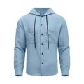 Klassisches hellblaues Herren-Kapuzenhemd mit Langarm und praktischen Brusttaschen - S / Himmelblau