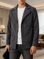 Men's dark grey corduroy leisure blazer jacket with three buttons and notched lapel - S (US Size) / Gray