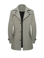 Klassischer hellgrauer einreihiger Herren-Trenchcoat im Business-Casual-Stil - Größe S (US) / Graugrün