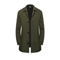 Trench-coat classique pour hommes vert armée à boutonnage simple avec col à revers et taille L - S (Taille US) / Vert Militaire