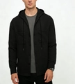 Classic men's black hooded casual long sleeve shirt with front pockets and grey t-shirt - S / Black