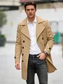Klassieke kaki heren trenchcoat met dubbele rij knopen voor een zakelijke casual uitstraling - S (US Maat) / Khaki