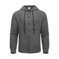 Dunkelgraues Langarmhemd mit Kapuze, Knopfleiste und zwei Brusttaschen für einen Casual Look - S / Grau