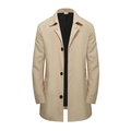 Trench-coat classique pour homme beige kaki clair avec boutonnage simple et revers - S (Taille US) / Kaki