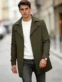 Classic olive green men's single-breasted trench coat for stylish urban business casual wear - S (US Size) / Army Green
