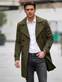 Klassieke olijfgroene double-breasted trenchcoat voor heren met een stijlvol stedelijk revers - S (US Maat) / Legergroen