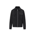 Men's black faux suede jacket with classic collar and front flap utility pockets - S / Black