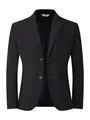 Blazer da uomo grigio scuro vestibilità slim con revers a dente e chiusura a due bottoni - S / Nero