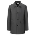 Cappotto da uomo grigio di media lunghezza in misto lana con collo a rever e bottoni - XS / Grigio