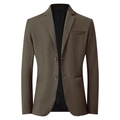 Giacca da uomo casual slim fit verde oliva con revers e chiusura a due bottoni - S / Marrone Scuro