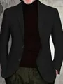 Classic black single-breasted blazer for men featuring a subtle textured blend fabric - XS / Black