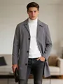 Classic men's grey single-breasted mid-length trench coat for casual business wear - S (US Size) / Gray