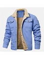 Men's light blue workwear jacket with thick fleece lining and durable button closure - S / Sky Blue