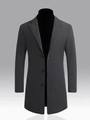 Men's stylish mid-length grey wool blend trench coat with business lapel design - XS / Dark Gray