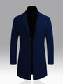 Men's navy blue wool blend trench coat with single-breasted buttons and classic notched lapels - XS / Navy Blue