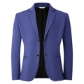 Giacca da uomo blu slim fit con rever classici e chiusura a due bottoni - S / Blu navy