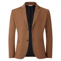 Giacca blazer marrone da uomo slim fit con rever a lancia e chiusura a due bottoni - S / Marrone