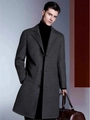 Elegant men's dark grey wool blend long coat with classic three-button single-breasted design - XS / Dark Gray