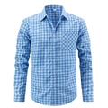 Camisa de hombre de manga larga con cuadros azules y blancos y bolsillo en el pecho - S / Azul cian