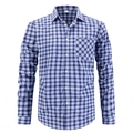 Camisa de manga larga de cuadros azules y blancos para hombre con bolsillo delantero - S / Azul marino