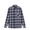 Klassisches kariertes Herren Langarmhemd mit Button-Down-Kragen und Brusttasche auf Weiß - S (US Größe) / Klassisches Karo Mehrfarbig