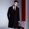 Classic black wool blend long coat for men with elegant notch lapel and single-breasted buttons - XS / Black