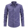 Camisa de manga larga para hombre con estampado de cuadros en color rojo y azul - S / Azul Marino