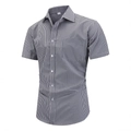 Classica camicia casual da uomo a maniche corte con motivo a quadretti bianchi e neri - S (Taglia US) / Nero