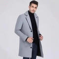 Slim fit light gray wool overcoat for men with classic lapels and two-button closure - XS / Light Gray