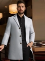 Cappotto classico di lana grigio chiaro da uomo di media lunghezza con revers e taglio slim - XS / Grigio chiaro