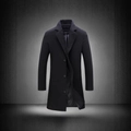 Manteau mi-long noir à boutonnage simple pour homme avec col tailleur classique - XS / Noir