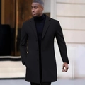 Gabardina clásica negra de largo medio para hombre con solapa de muesca fina - XS / Negro