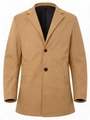 Classic khaki mid-length men trench coat with notched lapel and two-button closure - S / Khaki