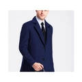 Elegant navy blue wool blend trench coat with single-breasted lapels for men - XS (US Size) / Navy Blue