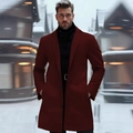 Eleganter burgunderroter Herren-Grabenmantel mit schwarzem Rollkragenpullover im Winter - XS / Dunkelrot