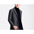 Classic dark grey mid-length wool coat for men with stylish lapels and slim fit design - XS (US Size) / Dark Gray