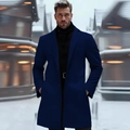 Marineblauer Wollmantel für Herren mit fallendem Revers und einreihiger Knopfleiste - XS / Marineblau