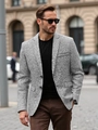 Chaqueta de hombre gris texturizada de estilo business casual con solapa de muesca - S / Gris claro