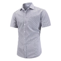 Camicia da uomo a maniche corte a righe verticali grigie e bianche vestibilità slim - S / Nero e Bianco