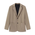 Casual herenblazer in khaki met eenrijige tweeknoops-sluiting en klassieke revers - S / Khaki