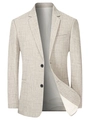 Veste de costume décontractée pour homme couleur avoine avec texture lin et revers - S / Gris clair
