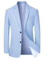 Veste décontractée bleu clair aspect lin pour homme avec fermeture à deux boutons - S / Bleu Ciel