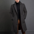 Mens slim fit wool blend long coat in charcoal grey for business casual winter style - XS / Dark Gray