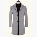 Men's slim fit single-breasted wool trench coat in light grey with notch lapel - XS / Light Gray
