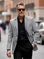 Herren Sakko in Grau mit Karomuster Business-Freizeit-Stil und klassischem Reverskragen - S / Hellgrau