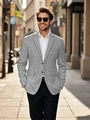 Slim fit herenblazer in grijs melange met klassieke revers en tweeknoopssluiting - S (US Maat) / Zilverijs