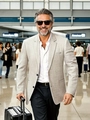 Classic men's beige linen suit jacket for business travel with casual stylish design - S / Light Coffee