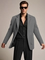 Chaqueta de traje gris para hombre en mezcla de lana con solapas clásicas y bolsillos laterales - S (Talla EE. UU.) / Gris